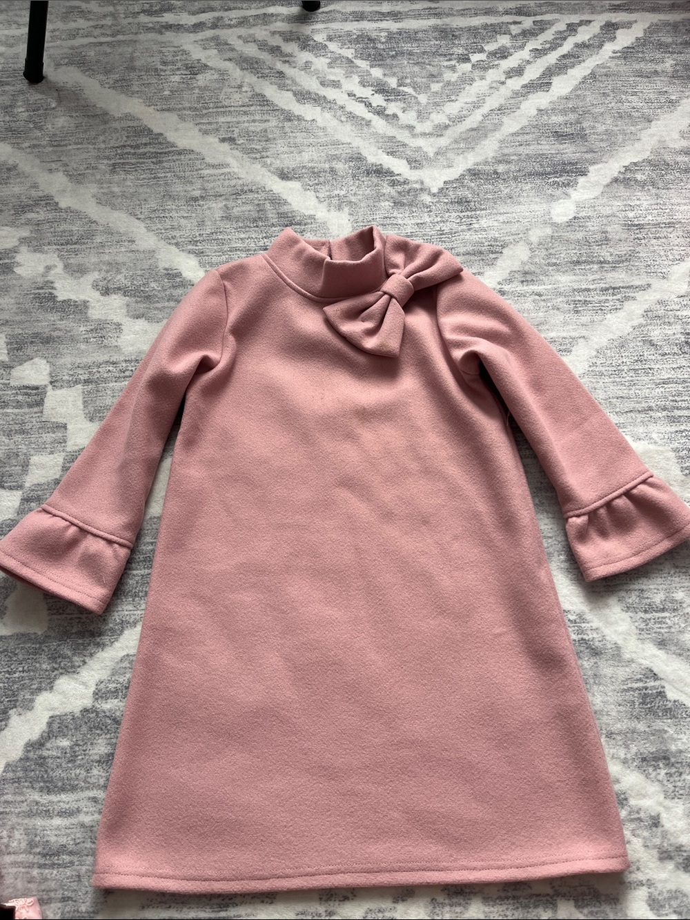 SHEIN Dusty Pink Bow-Trim A-Line Dress
